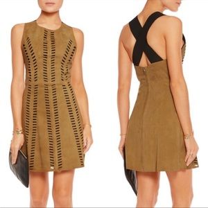 Maje Rigolette Perforated Suede Mini Dress